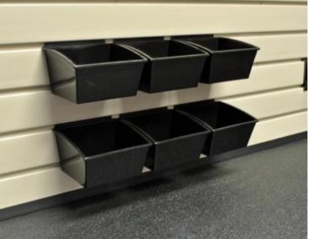 Slatwall Mount Open Storage Bins - Medium: 5-1/2" Wide X 5-1/8" Deep - Pack of Six